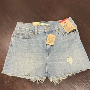 Levi's Light Blue Distressed Jean Shorts
